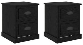 Éjjeliszekrény 2 pcs Musta tammi 39 x 39 x 47.5 cm Faanyag