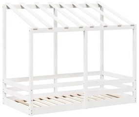 fehér tömör fenyőfa gyerekágy tetővel 70 x 140 cm
