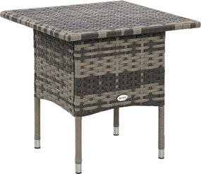 Outsunny Elegáns Cozy Chic Stílusú Négyzet Alakú Kerti Oldal Asztal Woven Resin Anyagból - 50 x 50 x 47 cm Fekete | Aosom