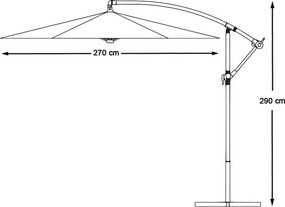 Függő napernyő 2,8 m, szürke