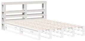 fehér tömör fenyőfa fejtámla polcokkal 160 cm