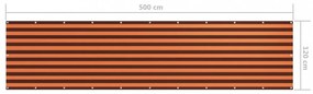 narancssárga-barna oxford-szövet erkélyparaván 120 x 500 cm