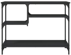 fekete tálalóasztal polcokkal 100 x 35 x 75 cm