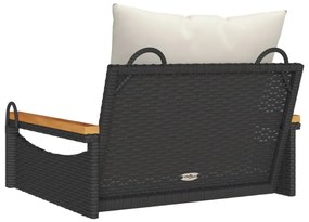 fekete polyrattan hintapad párnákkal 63 x 62 x 40 cm