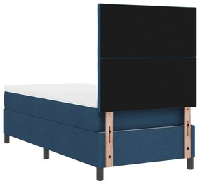 Rugós ágy matraccal és LED világítással, Kék, 90 x 190 cm, Szövet