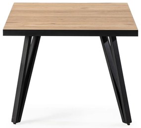 Fekete-natúr színű dohányzóasztal tölgyfa dekoros asztallappal 60x60 cm Sindi – Marckeric