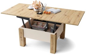 Mazzoni OSLO Artisan Tölgy/Bézs (Pezsgő) - NYITHATÓ/MAGASÍTHATÓ DOHÁNYZÓASZTAL ÉTKEZŐASZTAL ÉS DOHÁNYZÓASZTAL EGYBEN