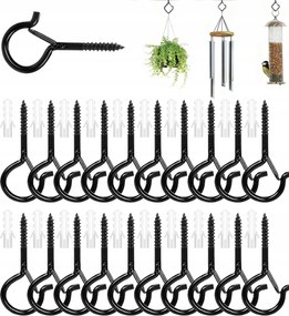 Csavaros szemes akasztó önmetsző 5.5cm Fekete 50db Mennyezeti akasztó