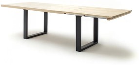 DAYTON Fehérített Tömör tölgyfa Bővíthető Étkezőasztal - Matt antracit szürke lábbal 180-280cm