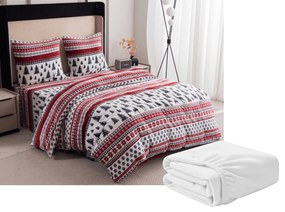 Mikroplüss TWINKLE CHRISTMAS ágyneműhuzat szett színes + Mikroplüss lepedő SOFT 90x200 cm fehér, egyszemélyes