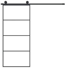 ESG üveg és alumínium tolóajtó fémszerelvény-szettel 90x205 cm