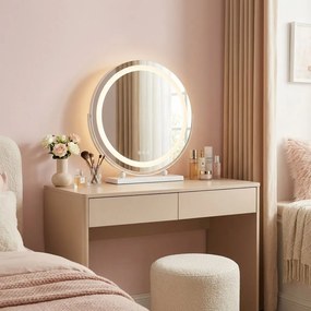 Rea MAKE-UP, kozmetikai LED tükör 40 cm, fehér keretben, álló, HOM-12019