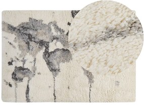 Fehér és szürke hosszú szálú szőnyeg 160 x 230 cm SEVAN Beliani