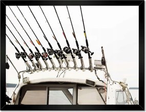 Poszterek keretben 40x30 Horgászcsónak horgászbotokkal