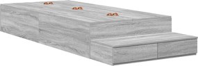 vidaXL Ágykeret tárolóval fiókkal Szürke Sonoma 80 cm Faanyag