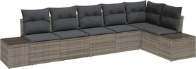 vidaXL Kerti Kanapé Szett párnával 6 pcs Szürke polirattan