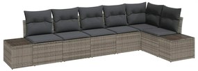 vidaXL Kerti Kanapé Szett párnával 6 pcs Szürke polirattan