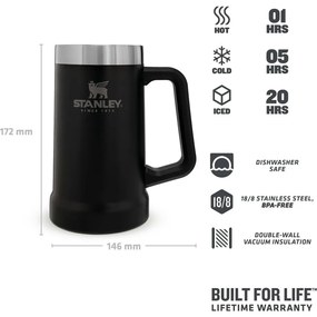 Fekete termobögre 700 ml The Big Grip Beer Stein – Stanley