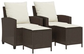 4 részes barna polyrattan kerti ülőgarnitúra párnákkal
