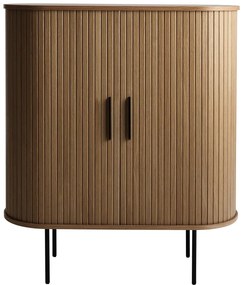 Barna bortartó szekrény tolóajtóval, tölgyfa dekorral 100x118x40 cm Nola – Unique Furniture