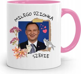 Andrzej Duda Pis Rózsaszín Elnöki Bögre fényképes nyomattal