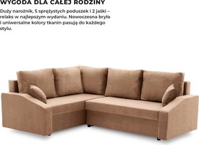 Grande Plus sarokkanapé, baloldali, szövet anyag, barna