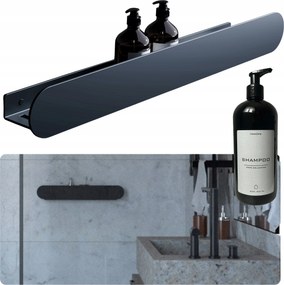 Fém Zuhanypolc Fürdőszoba Fekete 88 cm Ajándék