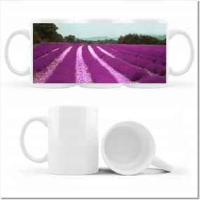 Levendulamező fényképes bögre