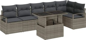 vidaXL Kerti Kanapé Szett párnával 7 pcs Szürke Poli rattan