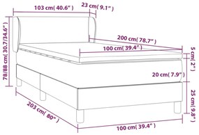 tópszínű szövet rugós ágy matraccal 100 x 200 cm