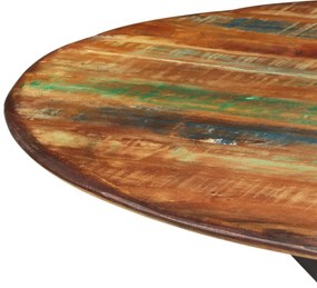 Tömör újrahasznosított fa és acél étkezőasztal Ø110 x 78 cm