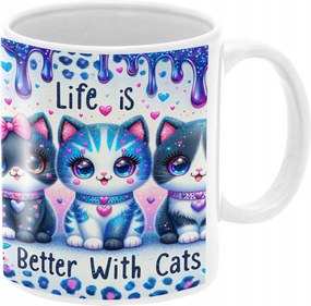 Macska Bögre Macskákkal Vicces Születésnapi Ajándék 330ml Csomagolás