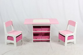 Asztal és 2 szék szett 3az1ben Bdmu Kids rózsaszín TF7265