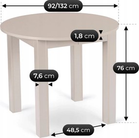 Stół HARRY Rozkładany 92-132 cm Kaszmir
