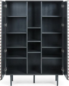 Fekete-natúr színű szekrény diófa dekorral 105x155x40 cm Kesia – Kave Home