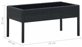fekete polyrattan kerti asztal 75 x 40 x 37 cm