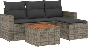 vidaXL 5 részes szürke polyrattan kerti ülőgarnitúra párnákkal