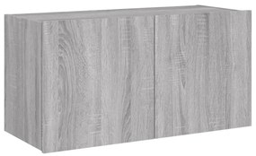 szürke sonoma színű fali TV-szekrény LED-del 80x35x41 cm