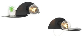 2 db modern fali lámpa készlet fekete, USB-vel - Valerie