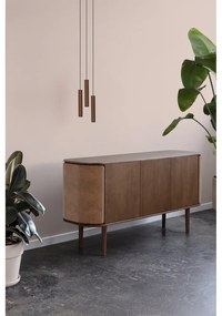 Szürke-barna alacsony komód tölgyfa dekorral 150x75 cm Treasures – UMAGE