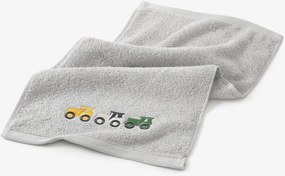 Goldea gyermek frottír törölköző - színes traktorok szürkén 30 x 50 cm