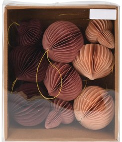 Ornaments papír díszek készlet rózsaszín, 8 cm, 9 db