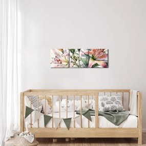 Kép - Liliomok, illusztrációk (órával) (90x30 cm)