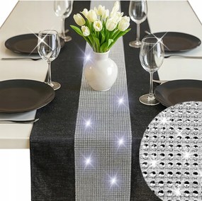 Futópad pad asztalra Fekete Strasszok 50X100 Elegáns Ezüst Laufer