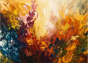Üveg kép - Absztrakt festmény a virágokról (70x50 cm)