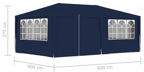 kék rendezvénysátor oldalfalakkal 4 x 6 m 90 g/m²