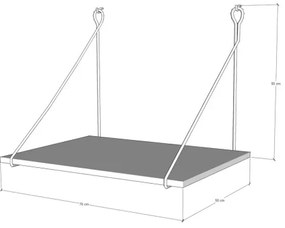 Fali munkapad TUNA 50x70 cm barna/fekete