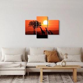 Zsiráfok képe naplementekor (90x60 cm)