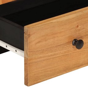 tömör akácfa és vas magasszekrény fiókkal 60x33x100 cm