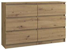 Aldabra M6 120 fiókos szekrény, 120x75x30 cm, tölgy